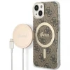 Чохол із зарядним пристроєм Guess 4G Print + Charger Set для iPhone 14 | 13 Brown with MagSafe (GUBPP14SH4EACSW)