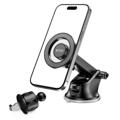 Автотримач з функцією бездротової зарядки Tech-Protect N51 Dashboard & Vent Car Mount Wirelles Charger with MagSafe Black (9490713930878)