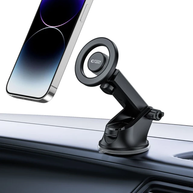 Автотримач з функцією бездротової зарядки Tech-Protect N51 Dashboard & Vent Car Mount Wirelles Charger with MagSafe Black (9490713930878)