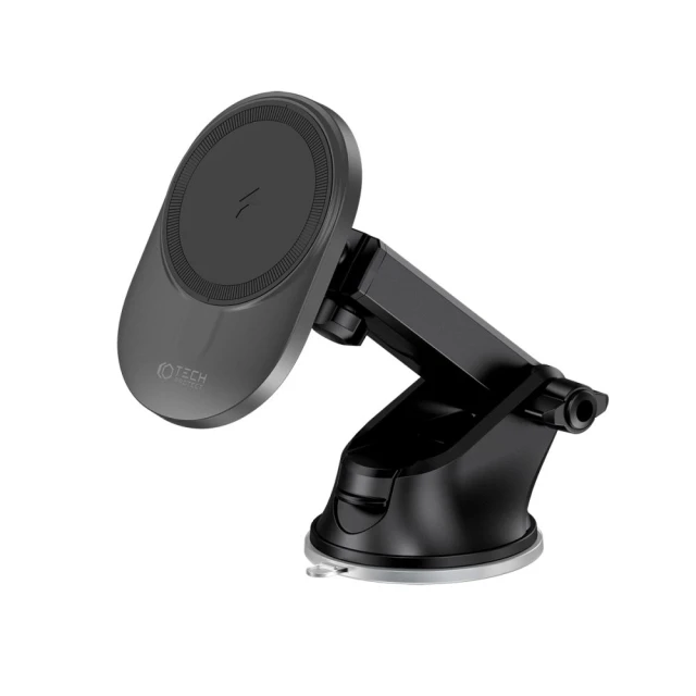 Автотримач з функцією бездротової зарядки Tech-Protect MM15W-V Dashboard & Vent Car Mount Wirelles Charger with MagSafe Black (9490713931073)