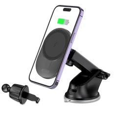 Автотримач з функцією бездротової зарядки Tech-Protect MM15W-V Dashboard & Vent Car Mount Wirelles Charger with MagSafe Black (9490713931073)
