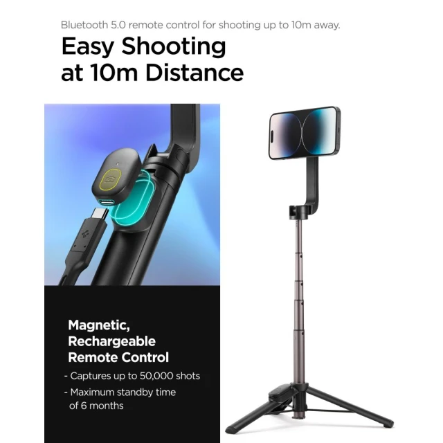 Універсальний штатив Spigen Selfie Stick Tripod S570W Black with MagSafe (AMP06402)