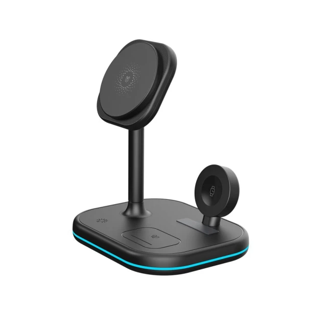 Бездротовий зарядний пристрій Tech-Protect 15W-A27 Magnetic 3-in-1 Black with MagSafe (9490713934586)