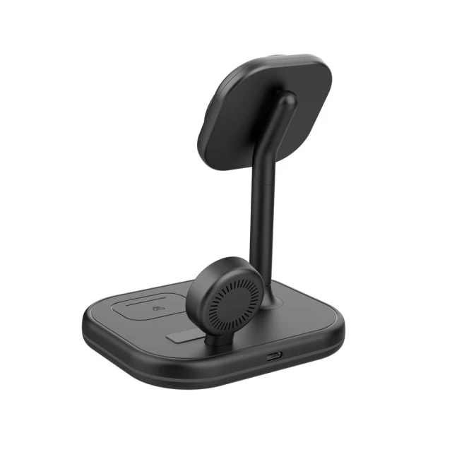 Бездротовий зарядний пристрій Tech-Protect 15W-A27 Magnetic 3-in-1 Black with MagSafe (9490713934586)