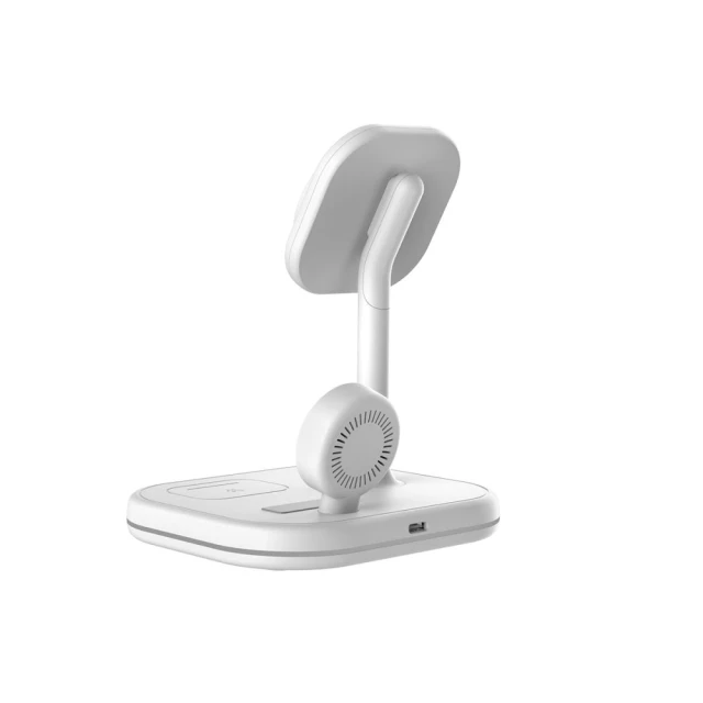 Бездротовий зарядний пристрій Tech-Protect 15W-A27 Magnetic 3-in-1 White with MagSafe (9490713934647)