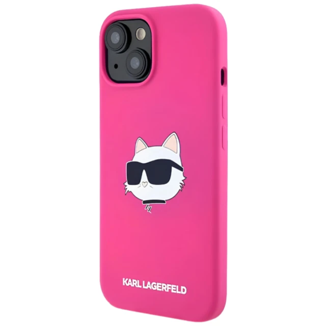 Чохол Karl Lagerfeld Silicone Choupette Head для iPhone 15 Plus | 14 Plus Fuschia with MagSafe (KLHMP15MSCHPPLF)