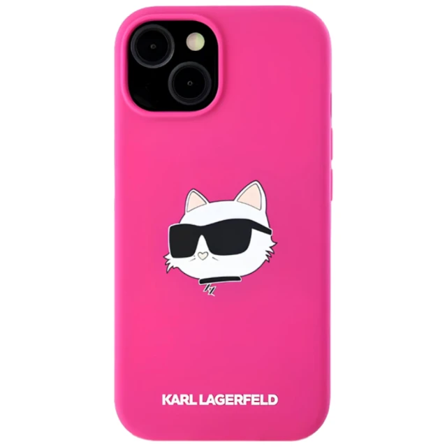 Чохол Karl Lagerfeld Silicone Choupette Head для iPhone 15 Plus | 14 Plus Fuschia with MagSafe (KLHMP15MSCHPPLF)