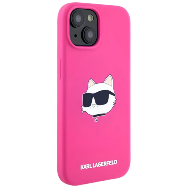 Чохол Karl Lagerfeld Silicone Choupette Head для iPhone 15 Plus | 14 Plus Fuschia with MagSafe (KLHMP15MSCHPPLF)