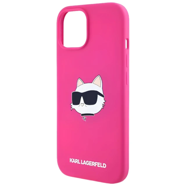 Чохол Karl Lagerfeld Silicone Choupette Head для iPhone 15 Plus | 14 Plus Fuschia with MagSafe (KLHMP15MSCHPPLF)