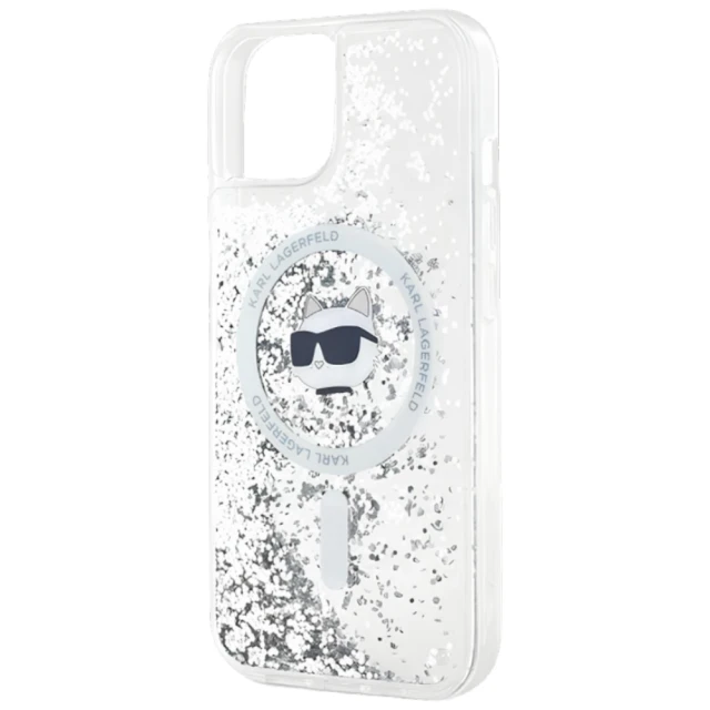 Чохол Karl Lagerfeld Liquid Glitter Choupette Head для iPhone 15 Plus | 14 Plus Transparent with MagSafe (KLHMP15MLGCHSGH)