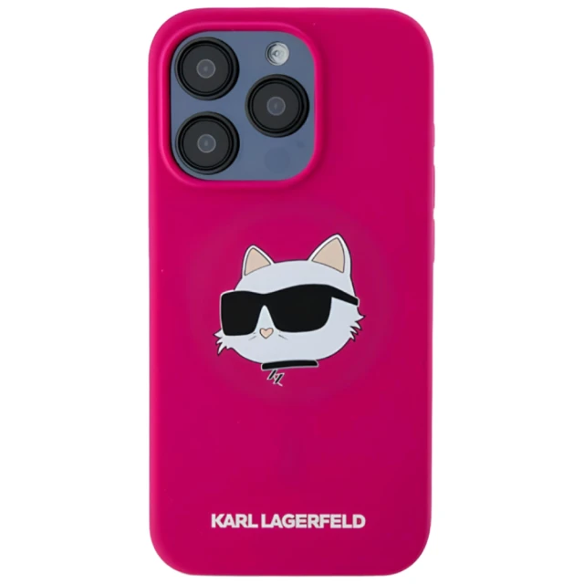 Чохол Karl Lagerfeld Silicone Choupette Head для iPhone 15 Pro Max Fuschia with MagSafe (KLHMP15XSCHPPLF)