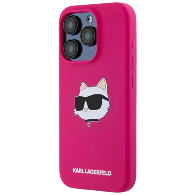 Чохол Karl Lagerfeld Silicone Choupette Head для iPhone 15 Pro Fuschia with MagSafe (KLHMP15LSCHPPLF)