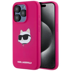 Чохол Karl Lagerfeld Silicone Choupette Head для iPhone 15 Pro Fuschia with MagSafe (KLHMP15LSCHPPLF)