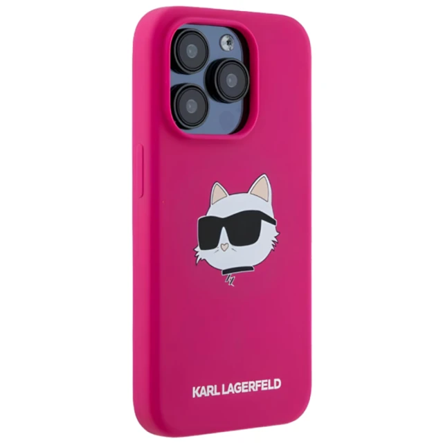 Чохол Karl Lagerfeld Silicone Choupette Head для iPhone 15 Pro Fuschia with MagSafe (KLHMP15LSCHPPLF)