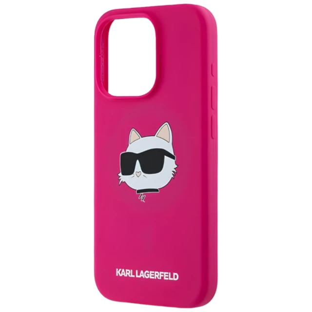 Чохол Karl Lagerfeld Silicone Choupette Head для iPhone 15 Pro Fuschia with MagSafe (KLHMP15LSCHPPLF)