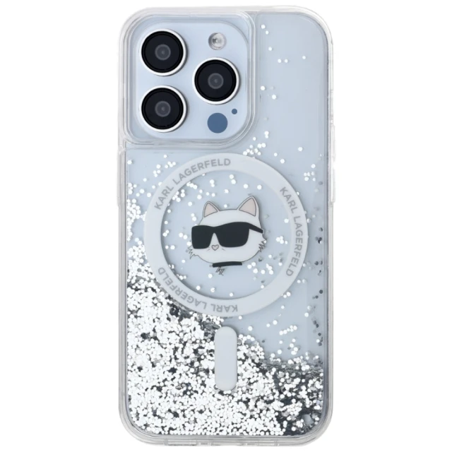 Чохол Karl Lagerfeld Liquid Glitter Choupette Head для iPhone 15 Pro Transparent with MagSafe (KLHMP15LLGCHSGH)