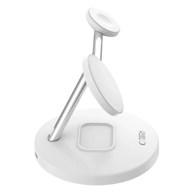 Беспроводное зарядное устройство Tech-Protect A35 3-in-1 15W White with MagSafe (5906302309559)