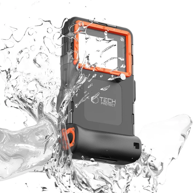 Водонепроникний чохол Tech-Protect IPX8 Universal Diving Waterproof Case Black Orange (5906302310234)