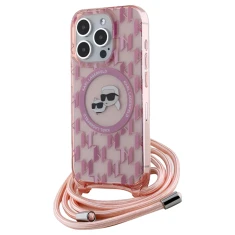 Чохол Karl Lagerfeld IML Crossbody Monogram Karl & Choupette Head для iPhone 15 Pro Pink with MagSafe (KLHMP15LHCKCKLCP)
