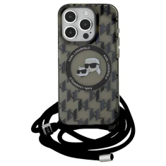 Чохол Karl Lagerfeld IML Crossbody Monogram Karl & Choupette Head для iPhone 15 Pro Max Black with MagSafe (KLHMP15XHCKCKLCK)
