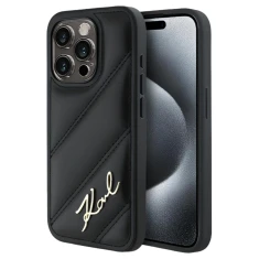 Чохол Karl Lagerfeld Diagonal Quilted Script для iPhone 15 Pro Black (KLHCP15LPQDSMGK)