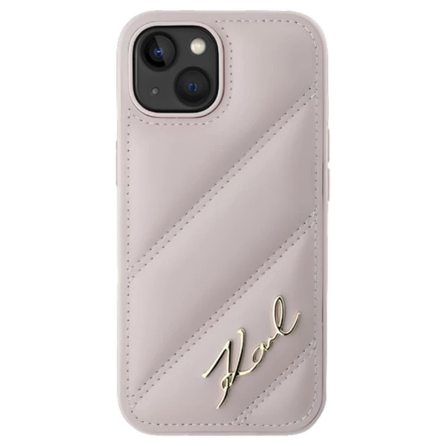 Чохол Karl Lagerfeld Diagonal Quilted Script для iPhone 15 Pink (KLHCP15SPQDSMGP)