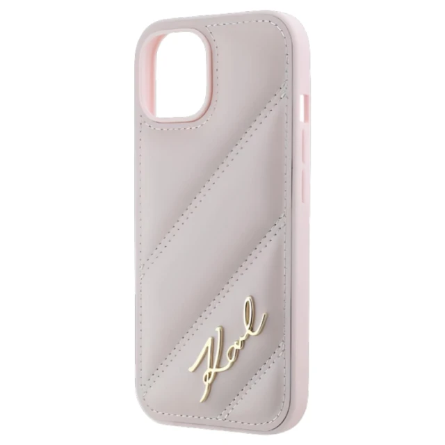 Чохол Karl Lagerfeld Diagonal Quilted Script для iPhone 14 | 13 Pink (KLHCP14SPQDSMGP)