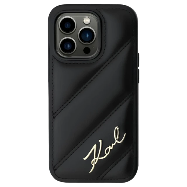 Чехол Karl Lagerfeld Diagonal Quilted Script для iPhone 14 Pro Black (KLHCP14LPQDSMGK)