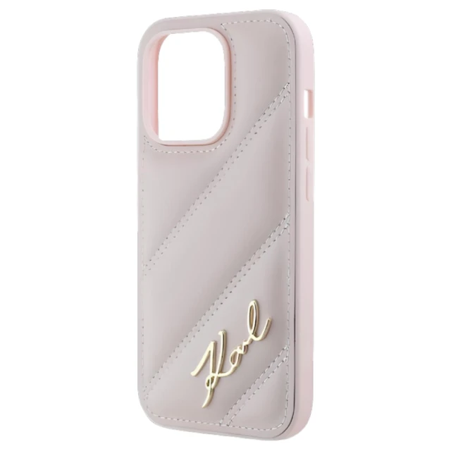 Чохол Karl Lagerfeld Diagonal Quilted Script для iPhone 15 Pro Pink (KLHCP15LPQDSMGP)