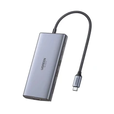 USB-хаб Ugreen USB-C to HDMI | VGA | 2x USB-C | 2x USB-A | SD/TF | RJ45 | AUX PD 85W Grey (6941876245208)