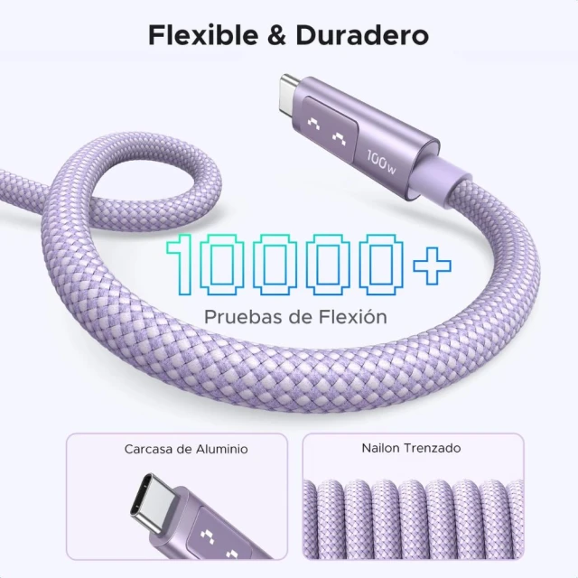 Кабель Ugreen Uno USB-C to USB-C 100W 2m Purple (6941876262168)