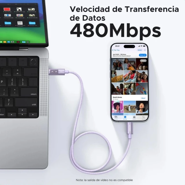 Кабель Ugreen Uno USB-C to USB-C 100W 2m Purple (6941876262168)