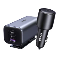 Автомобільний зарядний пристрій Ugreen EC706 150W UCB-C to USB-A | 2x USB-C Black (6941876235711)