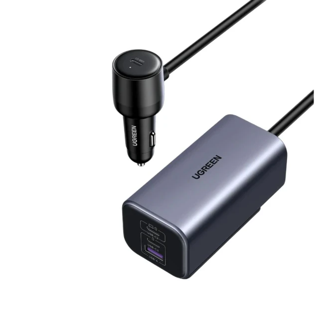 Автомобільний зарядний пристрій Ugreen EC706 150W UCB-C to USB-A | 2x USB-C Black (6941876235711)