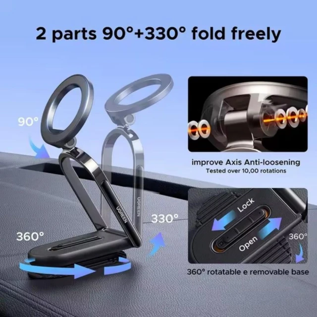 Автотримач Ugreen LP924 Black with MagSafe (6941876261864)