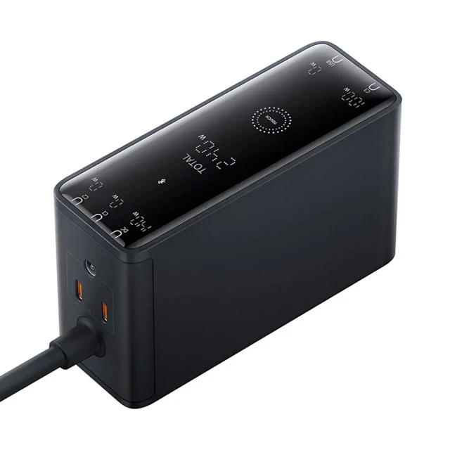 Мережевий подовжувач Baseus Digital GaN Intelligent Desktop PD 240W 3xUSB-C | USB-A | DC with DC to DC Cable 1 m Black (P10163901113-00)