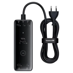 Мережевий подовжувач Baseus Digital GaN Intelligent Desktop PD 240W 3xUSB-C | USB-A | DC with DC to DC Cable 1 m Black (P10163901113-00)