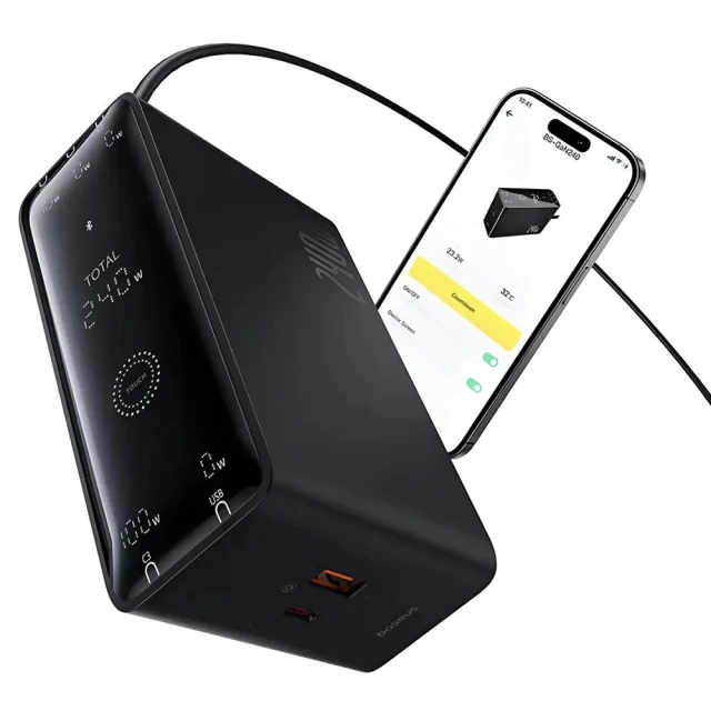 Мережевий подовжувач Baseus Digital GaN Intelligent Desktop PD 240W 3xUSB-C | USB-A | DC with DC to DC Cable 1 m Black (P10163901113-00)