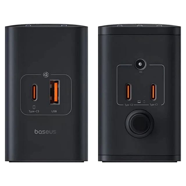 Мережевий подовжувач Baseus Digital GaN Intelligent Desktop PD 240W 3xUSB-C | USB-A | DC with DC to DC Cable 1 m Black (P10163901113-00)