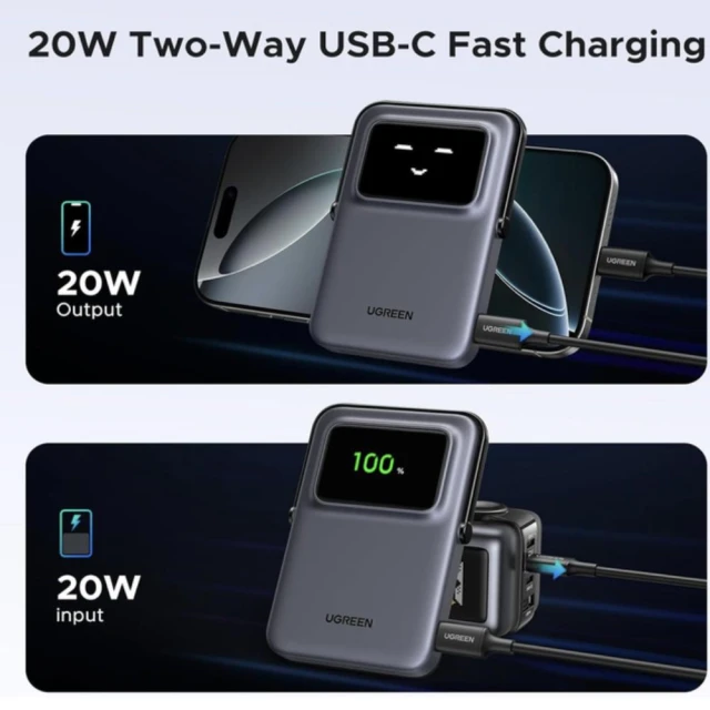 Портативний зарядний пристрій Ugreen Uno PB571 5000mAh 20W USB-C with MagSafe Grey (6941876246823)