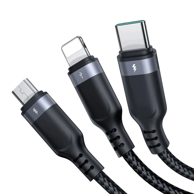 Кабель Joyroom Multi-Use Series 3-in-1 USB-A to Lightning | USB-C | Micro-USB 1.2m Black (S-UC027A9 CB 1m)