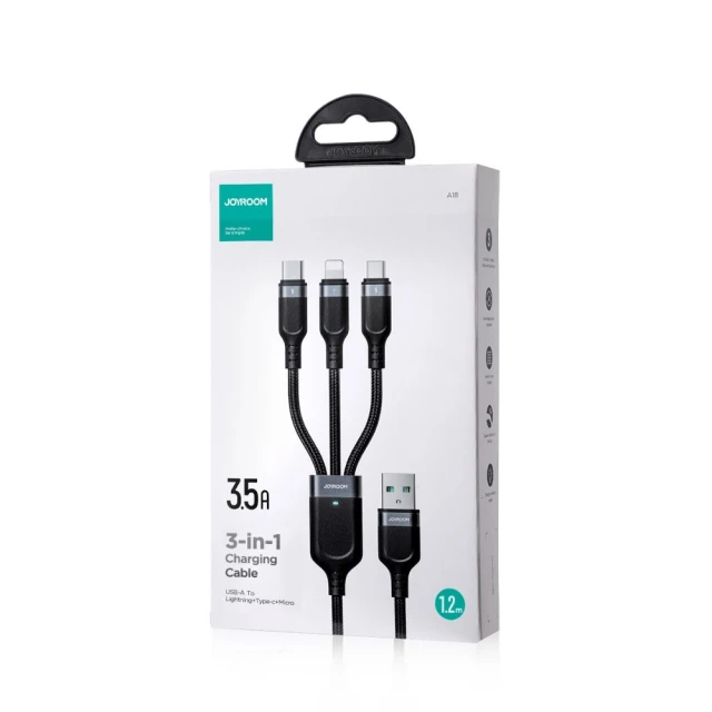 Кабель Joyroom Multi-Use Series 3-in-1 USB-A to Lightning | USB-C | Micro-USB 1.2m Black (S-UC027A9 CB 1m)