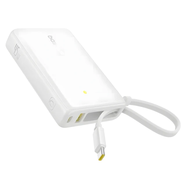 Портативний зарядний пристрій Baseus PicoGo 45W 10000mAh with Built-in USB-C Cable White (P10076803213-00)