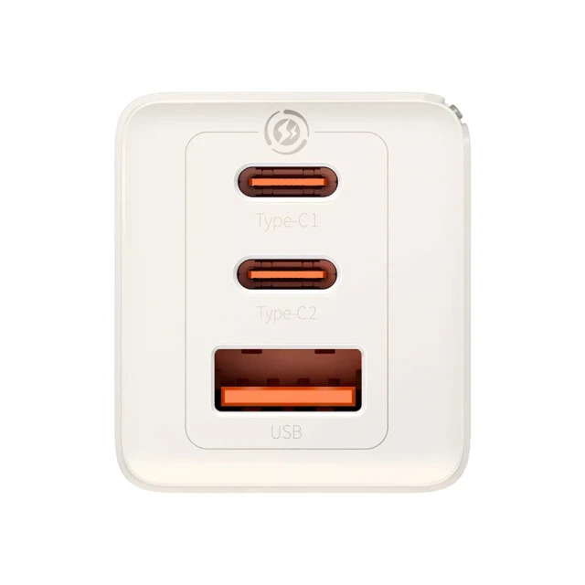 Мережевий зарядний пристрій Baseus PD/QC 65W 2xUSB-C | USB-A with USB-C to USB-C Cable 1 m White (P10110812227-Z1)