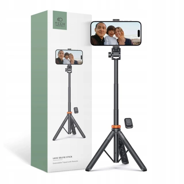 Универсальный штатив Tech-Protect L03S Wireless Selfie Stick Tripod Black (9490713934463)