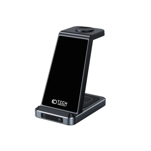Бездротовий зарядний пристрій Tech-Protect 15W-A26 3-in-1 Black with MagSafe (9490713934487)