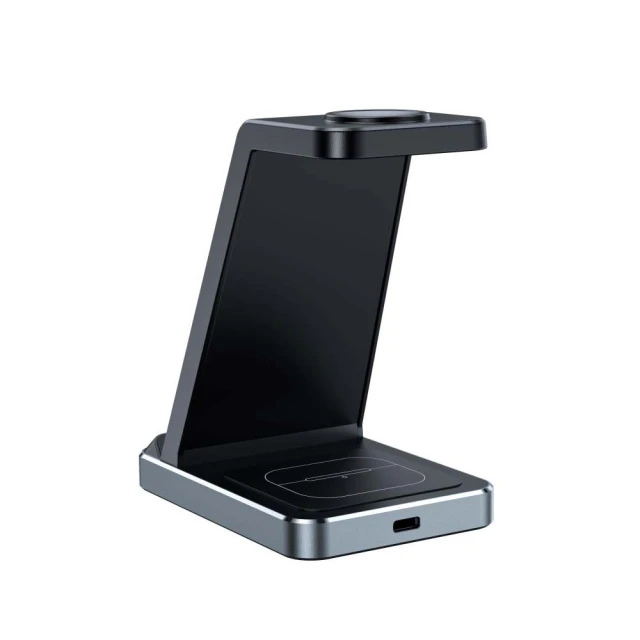 Бездротовий зарядний пристрій Tech-Protect 15W-A26 3-in-1 Black with MagSafe (9490713934487)