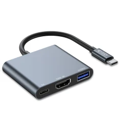 USB-хаб Tech-Protect V1-HUB Adapter 3in1 Grey (9490713935248)