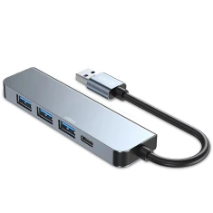 USB-хаб Tech-Protect V0-HUB Adapter 5in1 Grey (9490713935255)