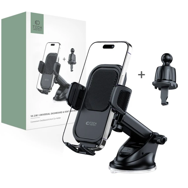 Автотримач Tech-Protect V6 Universal Dashboard & Vent Car Mount Black (9490713935071)